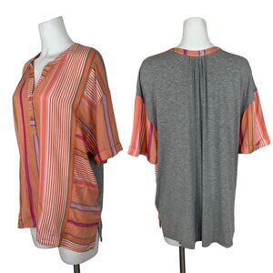 Anthropologie Orange and Gray Striped Blouse